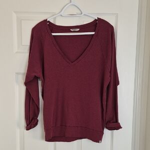 TNA Deep Red V-Neck Long Sleeve Top Small
